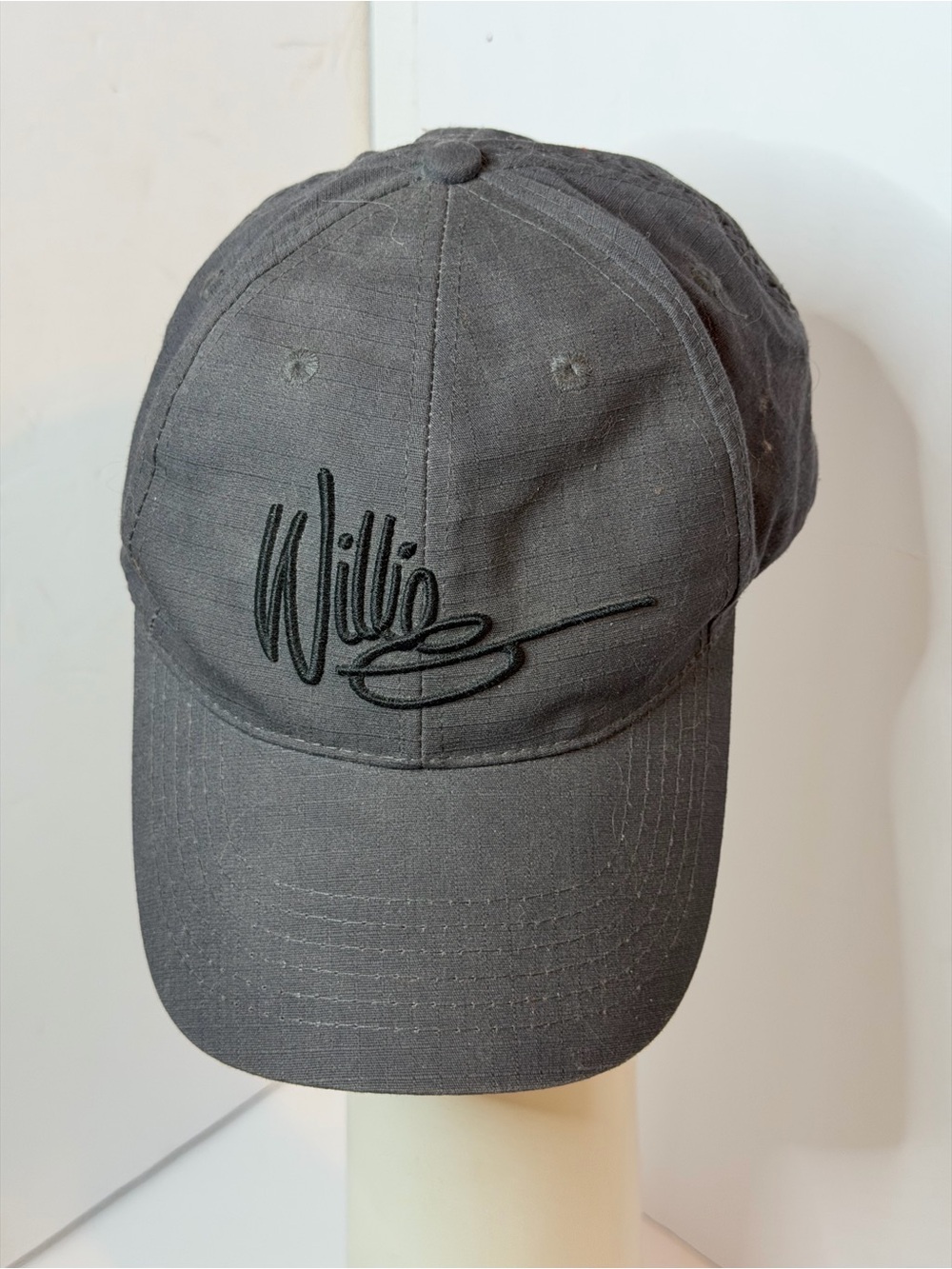 Willie Nelson Script Black Baseball Cap